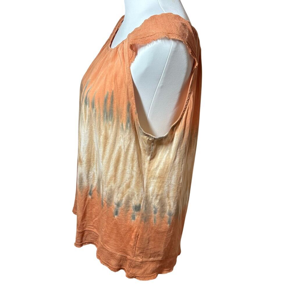 XCVI Womens Medium Orange Dip Dye Cotton Sleeveless Boho Tank Top Lagenlook​ - Picture 2 of 6